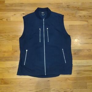 SCOTTeVEST The 101 Vest Mens Large Navy Travel Tech Pockets Zip Lightweight